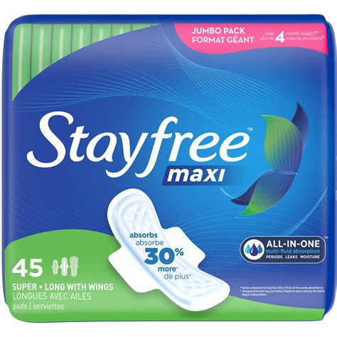 stayfree pads super long with wings|stayfree maxi overnight pads with wings.